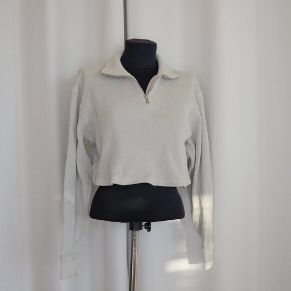 KITH Waffle Knit Quarter Zip Cropped Sweater Sz S - Picture 2 of 7